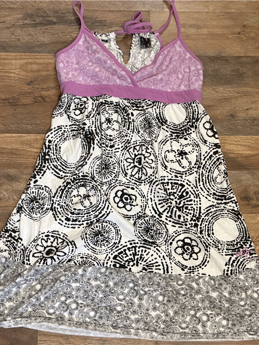 Roxy Vintage Y2K Women’s Geometric Print Halter Sundress Purple Black •Size L⁠•